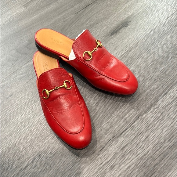 Gucci Women Red Leather Slip-On Mule/Loafer - Picture 1 of 6